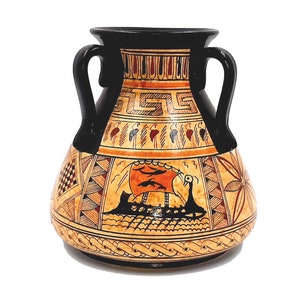 Greek Pottery Vase  15cm ,Geometric Art Painting