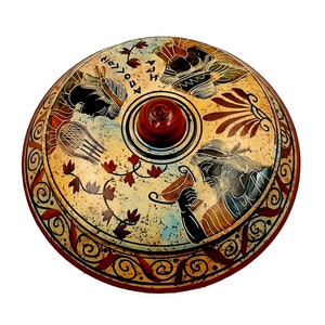 Pyxis 14cm ,Shows God Apollo,Goddess Hera and God Dionysus,Ancient Greek Pottery