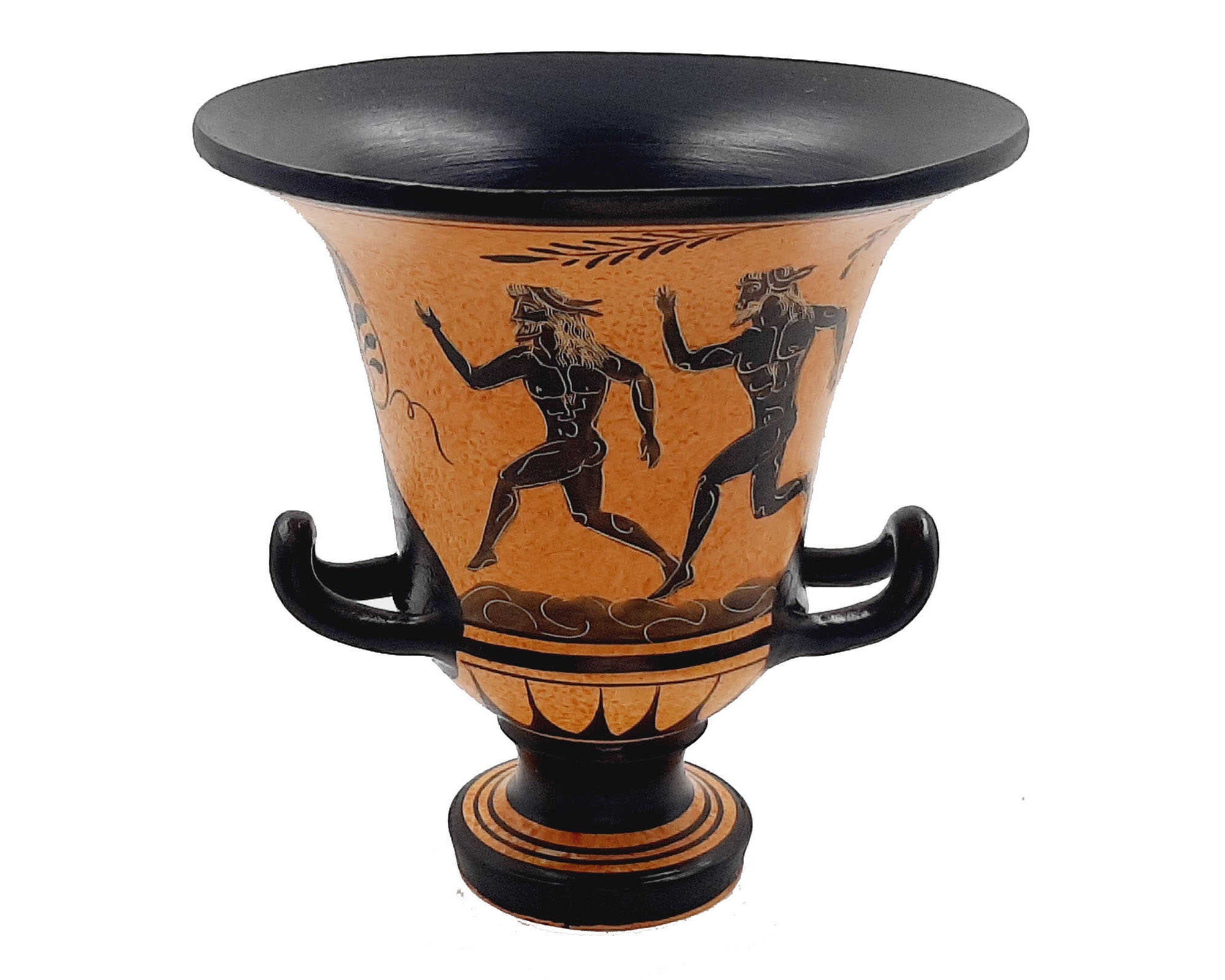 古代ギリシャ陶器クラテル 16.5 cm、古代オリンピックのランナーを描い
