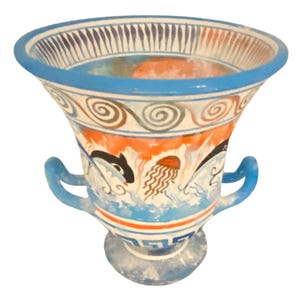 Minoan Art Pottery,Ancient Greek Krater 16cm