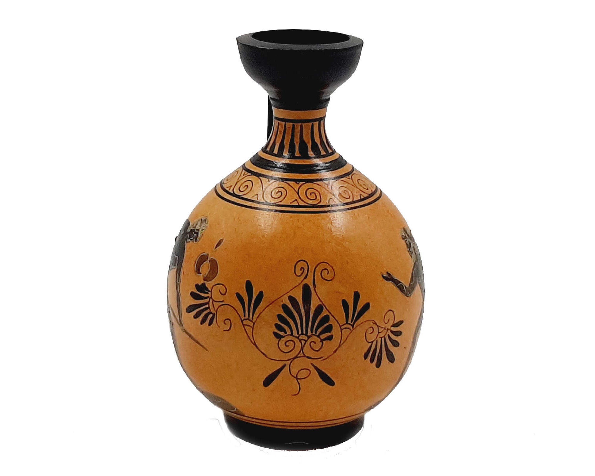 古代ギリシャの陶器の壺 17 cm、古代オリンピックのテーマを表現