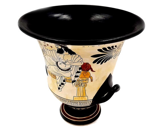 Greek Pottery Art,krater 21cm ,attic White Ground,achilles,god