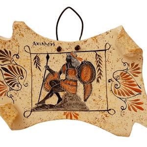 Ceramic Papyrus 17*13cm ,Ancient Greek pottery,shows Achilles
