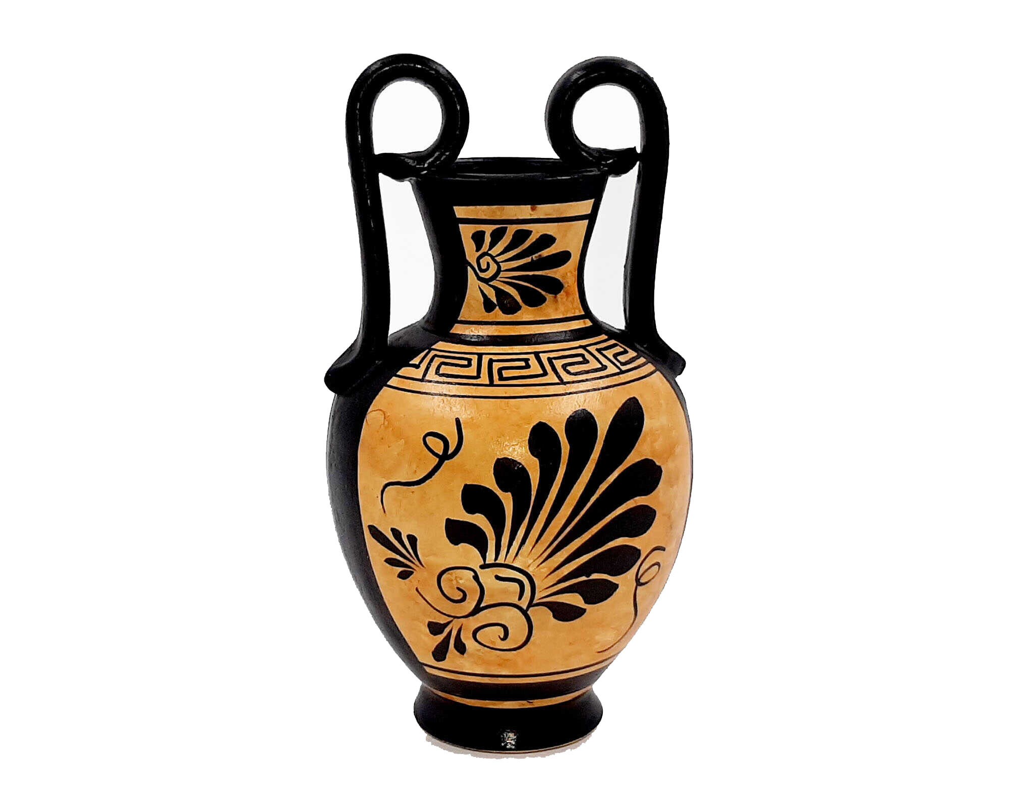 ギリシャ　壺　アンフォラ ギリシャ陶器の壺、黒像式アンフォラ 16 cm、アポロ神を表現 - Etsy 日本