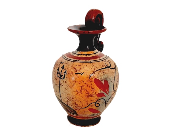 古代ギリシャ陶器の花瓶（13cm）、ポセイドン神を描いたもの - Etsy 日本