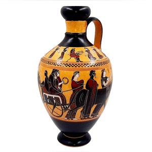 Amasis Lekythos 31cm,Black Figure Pottery ,shows a Wedding,Museum Replicas