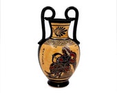 Greek Pottery Pot,Black Figure Amphora 16cm,Showing God Apollo