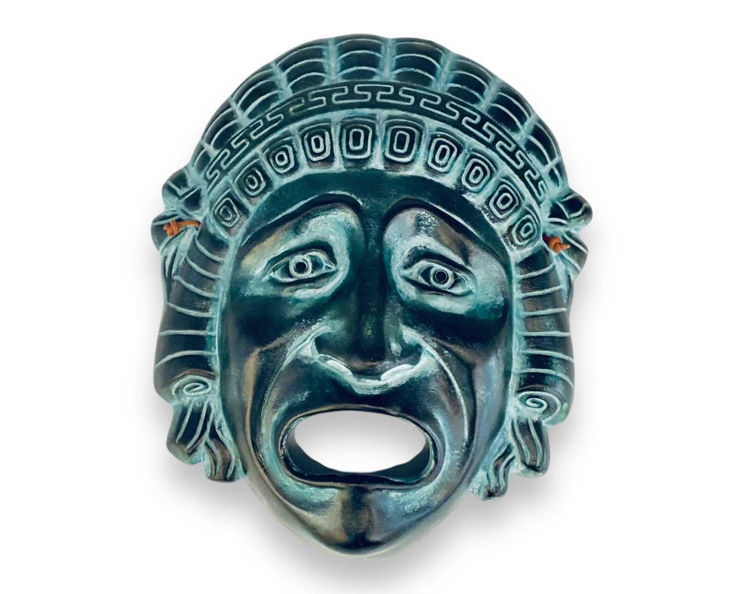 Greek Theater Tragedy Mask ,relief Terracotta, Wall Decor 24x20cm - Etsy