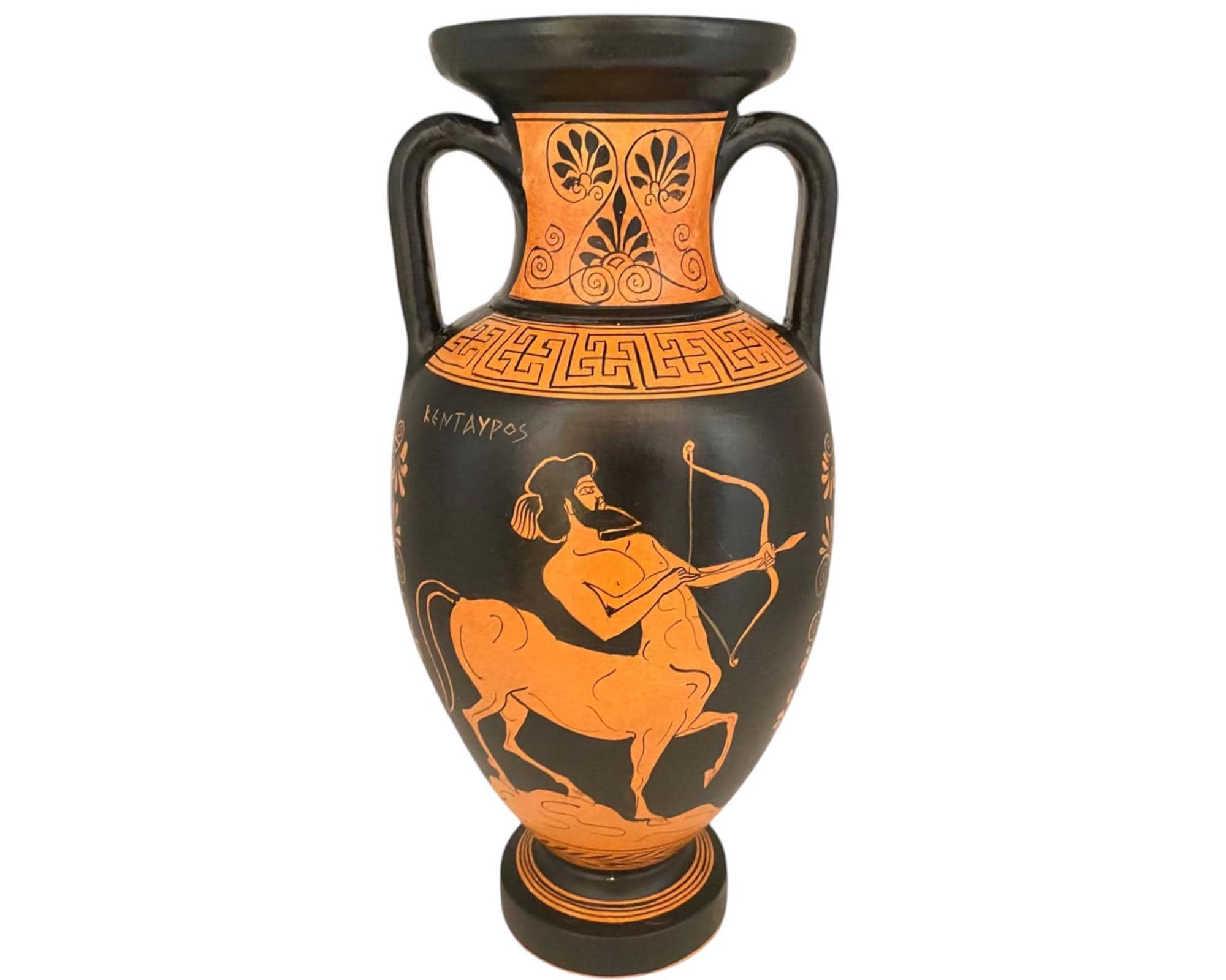 古代ギリシャの花瓶 31 cm、赤像式アンフォラ、アテナとオデュッセウス