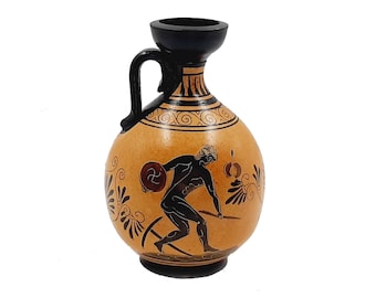 古代ギリシャの陶器の壺 17 cm、古代オリンピックのテーマを表現