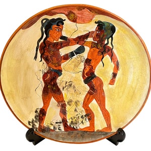Ceramic plate 24cm ,Boxers Fresco&#39;s Copy from Santorini