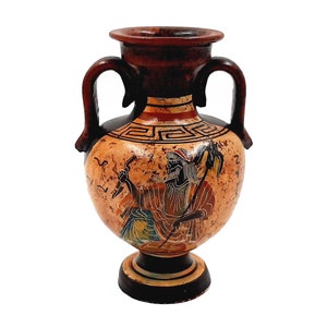 Ancient Greek Vase 13cm,Multicolored Amphora ,Showing God Zeus