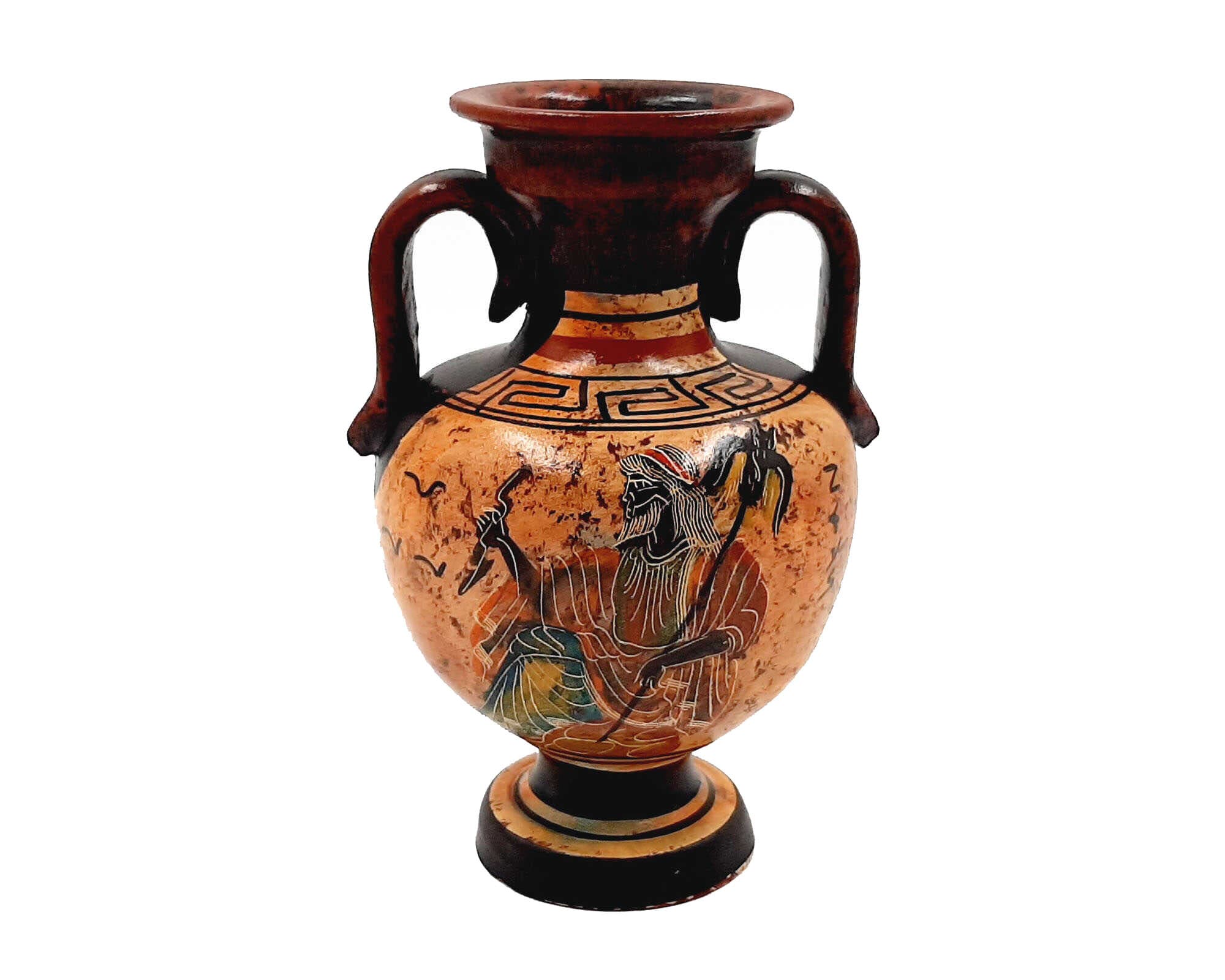 Ancient Greek Vase 13cmmulticolored Amphora showing God Zeus Etsy UK