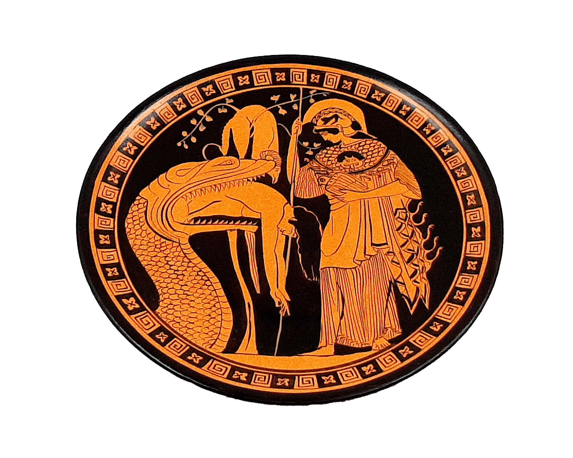 Greek Plate 24cm,red Figure Pottery,shows Jason Disgorged by the Monster  and Goddess Athena - Etsy