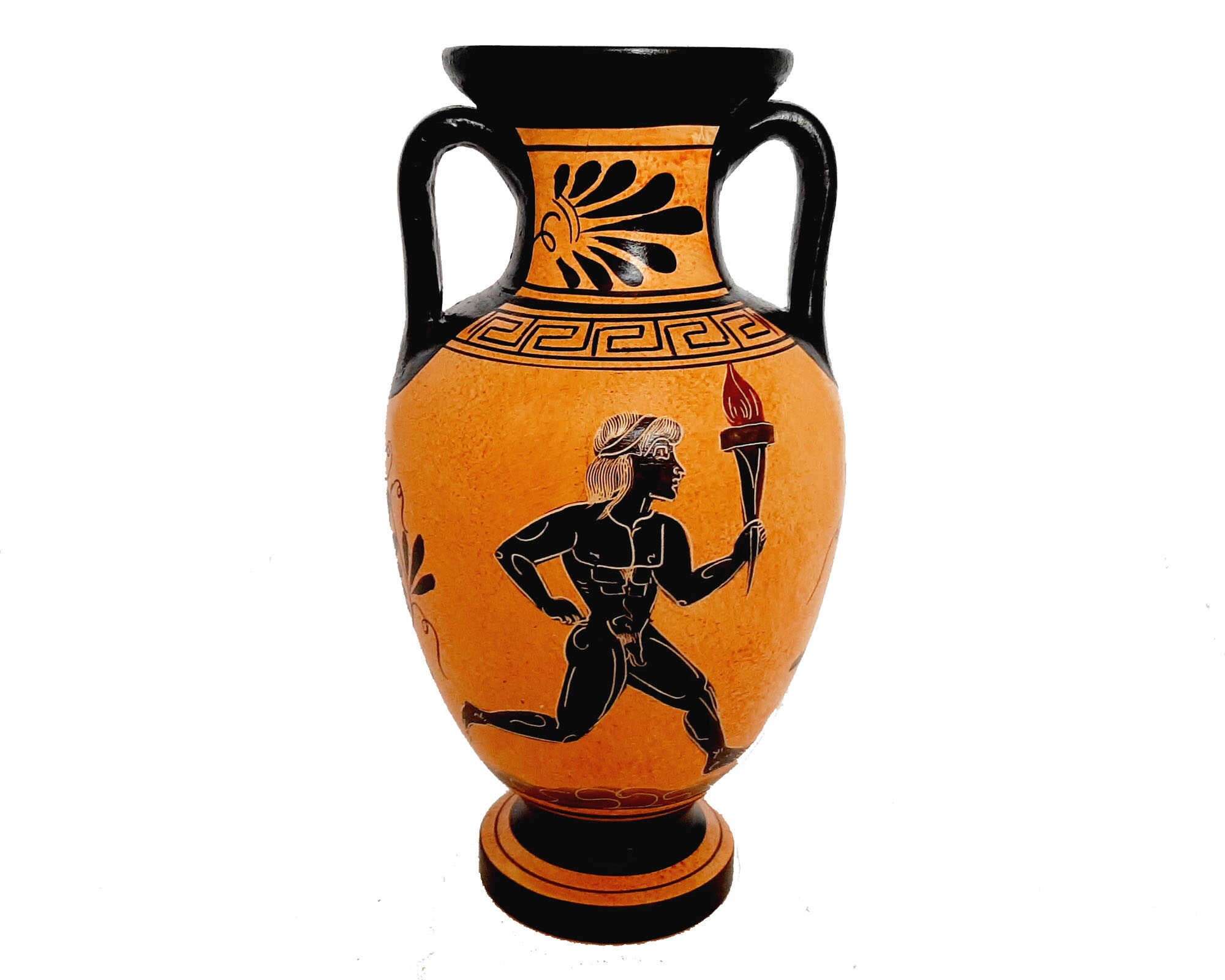 古代ギリシャ陶器アンフォラ 22 cm、古代オリンピックのテーマを表現