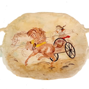 Bandeja decorativa (28,5x21,5)cm que muestra a Aquiles en su carroza