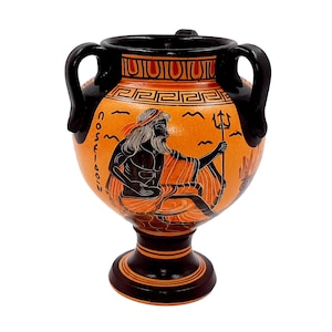 Ancient Greek Vase,  Krater  17cm, Shows God Poseidon and Godess Aphrodite