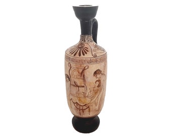 Lekythos bianco attico 25cm, Hypnos e Thanatos che trasportano Sarpedonte