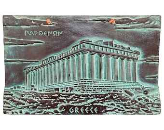 Partenon, Świątynia Akropolu, Relief terakotowy, płyta 26 x 16 cm, patyna zielona
