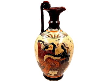 Greek Pottery Vase,Oinochoe 38cm,Goddess Aphrodite with Adonis and God Zeus with Athena