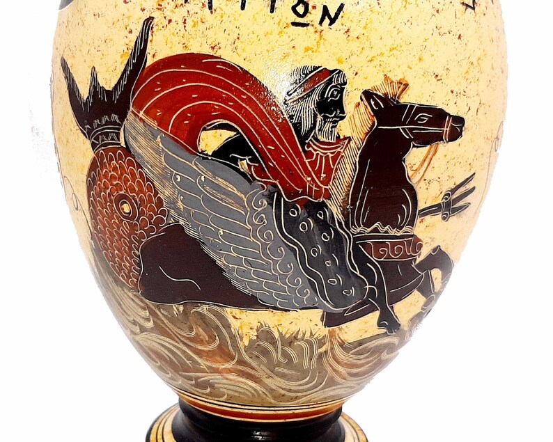 Greek Pottery Pot Vase 26cm Zeus with Leda and Triton Etsy