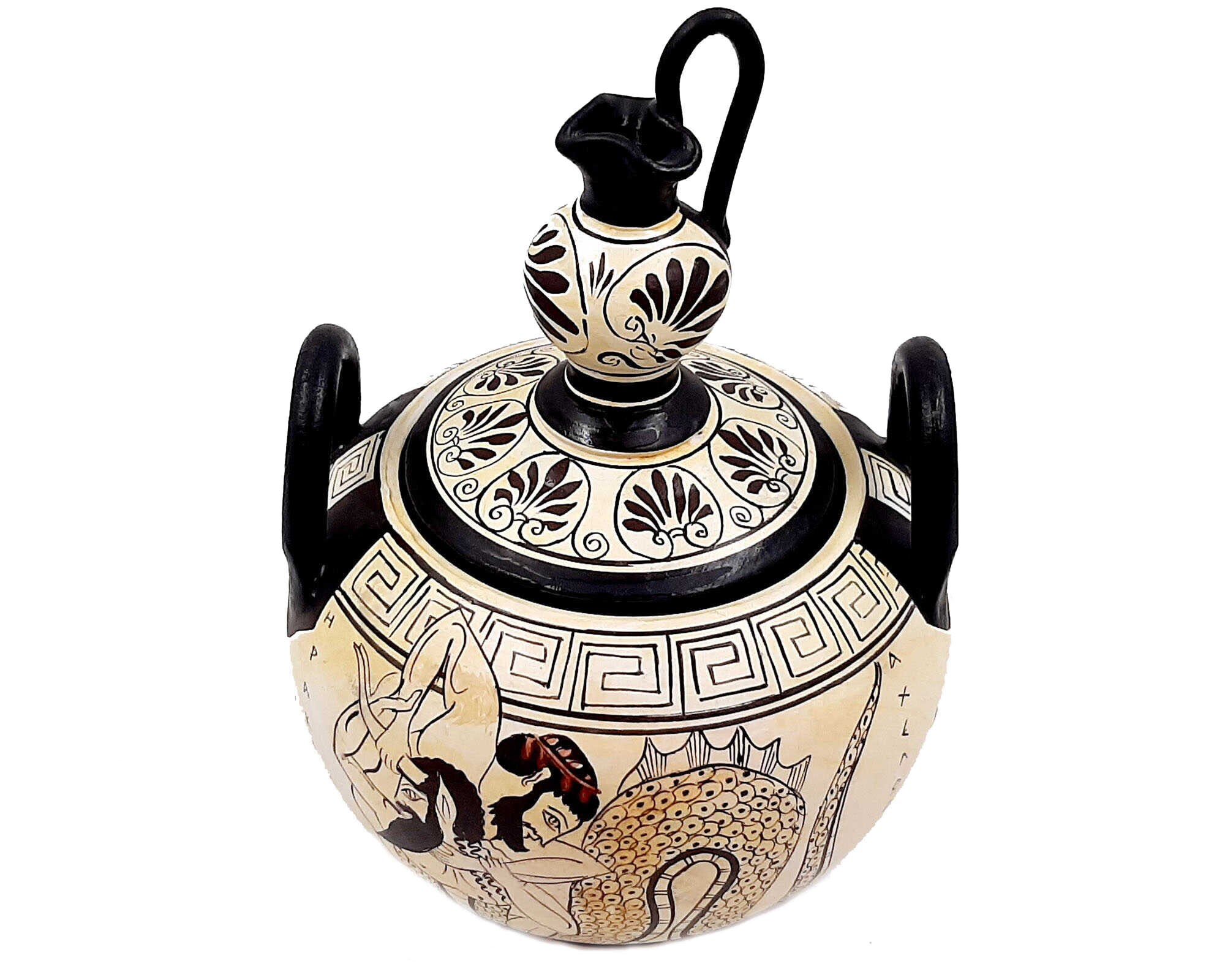 Ancient Greek Canister 20cm With Lid Attic White Ground Etsy