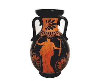 Red figure Potery Vase 17cm ,Hecate and Goddess Artemis