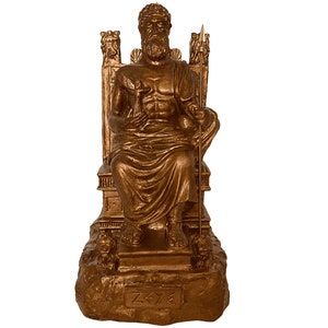 Zeus of Olympia Statue: Bronze Painted Plaster Cast, Greek Museum Reproduction (28.5cm)