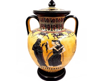 Attic Black figure Amphora 46cm ,Amasis Painter,God Dionysus and Maenads,Museum Replicas