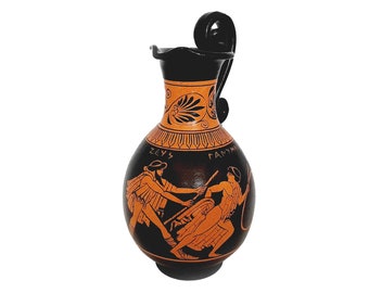 Ancient Greek Olpe 17cm,Red Figure Pottery,shows God Zeus with Ganymede