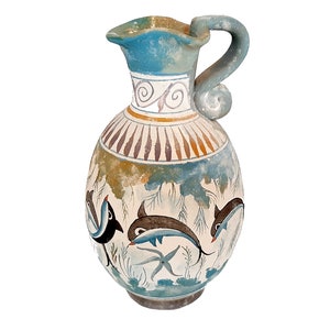 Greek Cretan Jar,Vase 22cm,Minoan Art Pottery