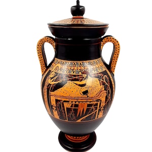 Red and Black figure Amphora 46cm,Hercules and Goddess Athena,Museum Replicas