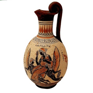 Ancient Greek Jar 24cm, shows Goddess Aphrodite,God Apollon with Goddess Artemis