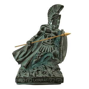Plaster Sculpture 17cm,Statue of Leonidas,the King of Sparta, with his spear .