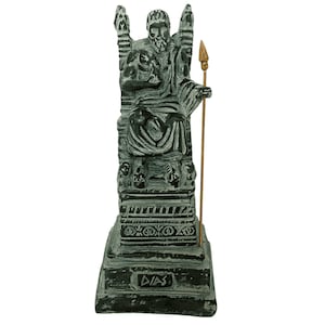 Statue of Zeus at Olympia,Green Painted ,Plaster Sculpture Cast 20,5cm