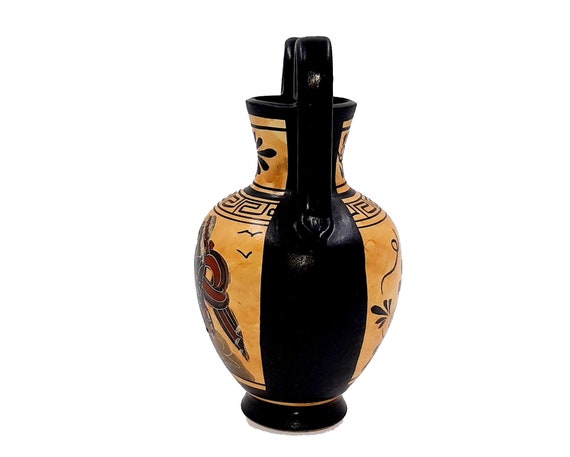 ギリシャ陶器の壺、黒像式アンフォラ 16 cm、アポロ神を表現 - Etsy 日本