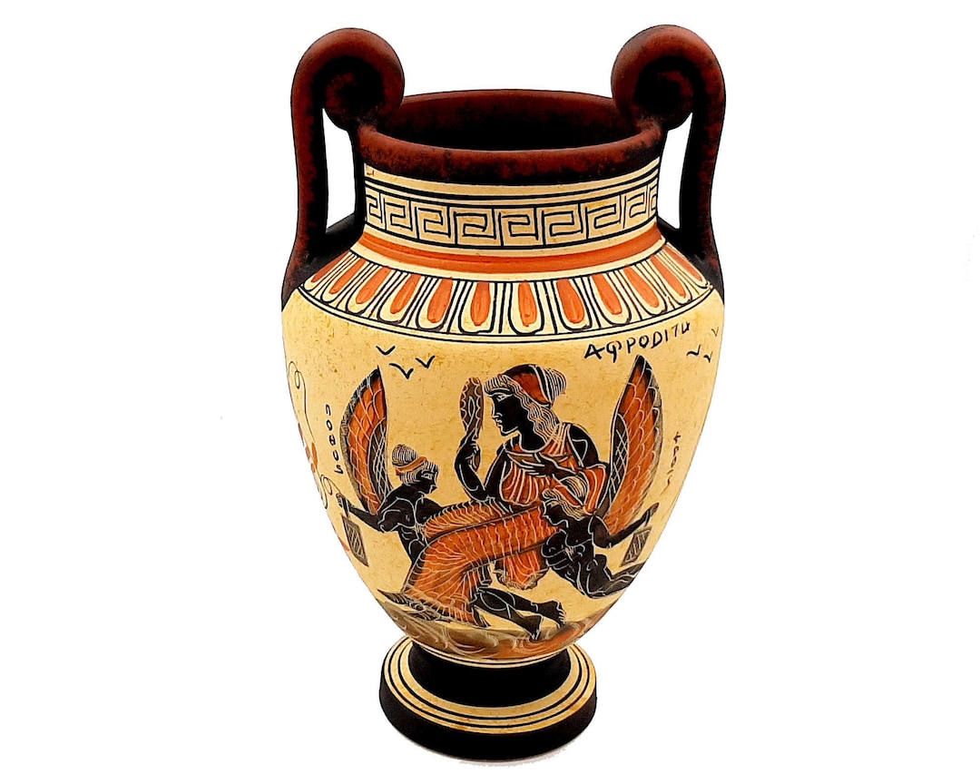 Ancient Greek Vase,volute Krater 24cm,goddess Aphrodite,god Dionysus