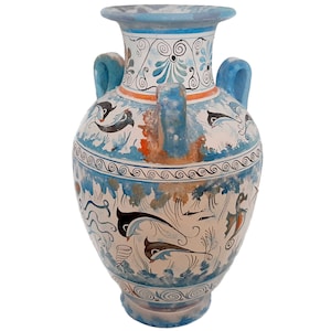 Minoische Kunstkeramik-Vase, Amphore mit 3 Henkeln 32 cm
