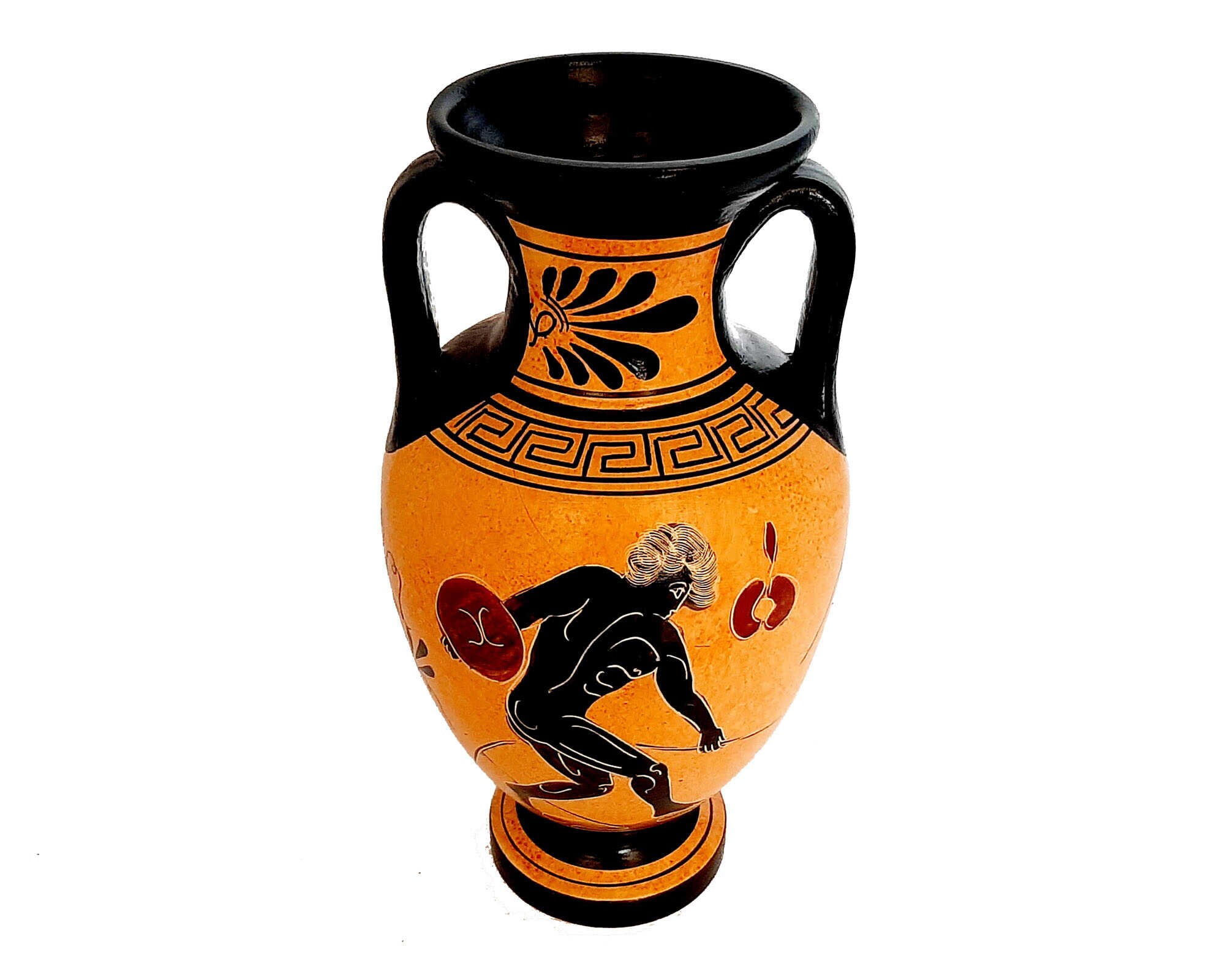 古代ギリシャ陶器アンフォラ 22 cm、古代オリンピックのテーマを表現