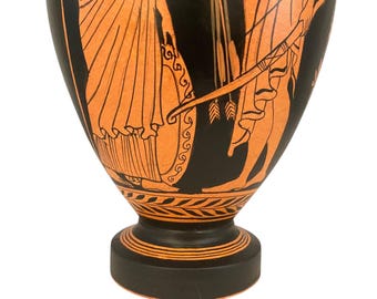 古代ギリシャの花瓶 31 cm、赤像式アンフォラ、アテナとオデュッセウス