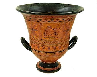 ギリシャ製のヴィンテージ抽象模様の陶器の花瓶、ギリシャのカラフルな