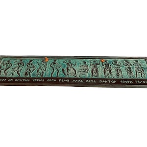 12 Greek Olympian Gods,Relief terracotta Slab 30x7cm,Green Patina