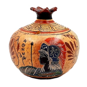 Ceramic Pomegranates 11cm with candle,Multicolor background,God Poseidon,Goddess Athena