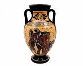 Greek amphora 22cm Black figure ,shows God Apollo with Goddess Aphrodite and Goddess Athena