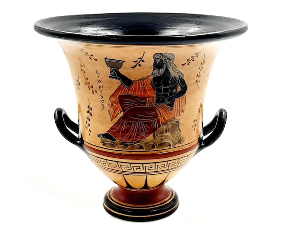 古代ギリシャ陶器クラテル 21 cm、神話のオリンピアの神々を表現