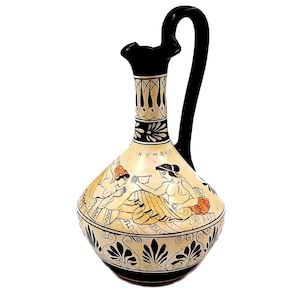 Greek Oinochoe ,White Ground Pottery Vase 25cm, Nymphs