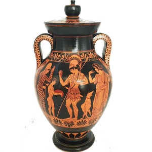 Red Figure Pottery,Museum Replica Amphora, Warrior leaving home