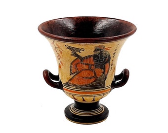 Ancient Greek Vase, Krater 12,5cm,Shows God Dionysus