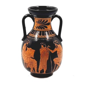 Ancient Greek Vase 17cm,Red Figure Amphora,Showing classroom situation