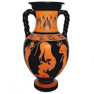 Red figure Pottery Vase 36cm,Hercules with  Lion,God Hermes with Goddess Artemis